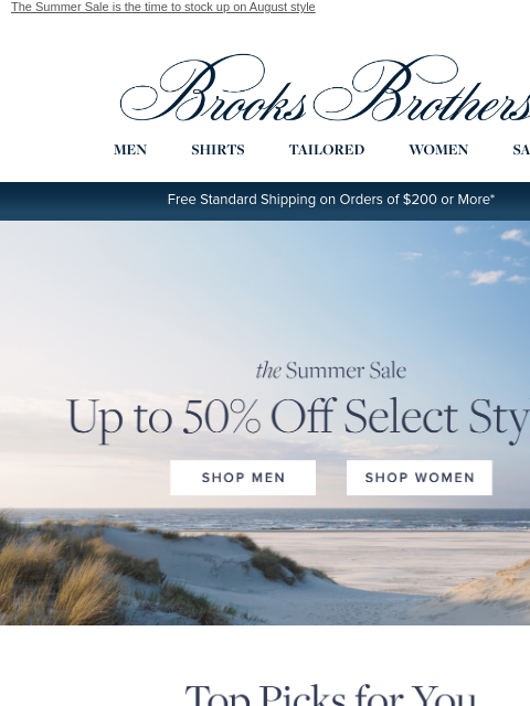 brooksbrothers newsletter: Picked for you: Up to 50% off summer favorites
