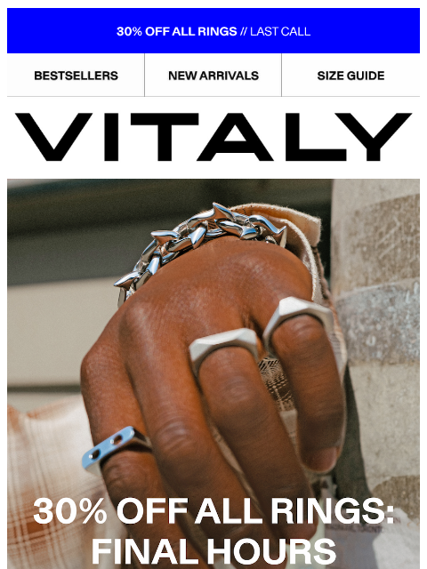 vitalydesign newsletter: FINAL HOURS: 30% RING SALE