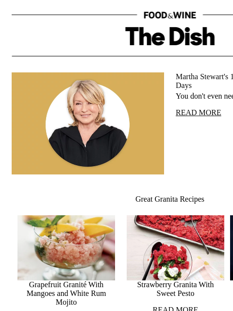 foodandwine newsletter: Martha Stewart's 1-Ingredient Dessert for Hot Days