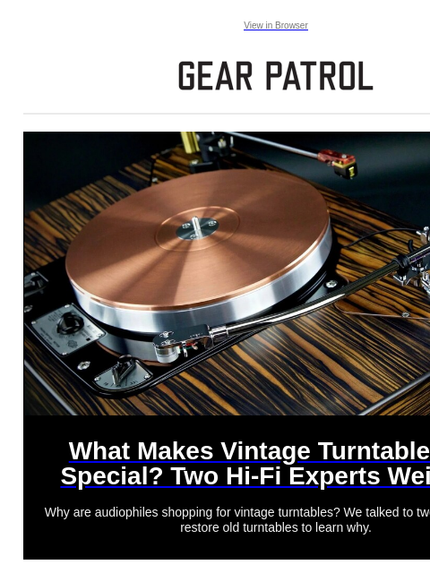 Plus, Hamilton's extreme diver and Nike's cult running shoe. Plus, Hamilton's extreme diver and Nike's cult running shoe. View in Browser What Makes Vintage Turntables So Special? Two