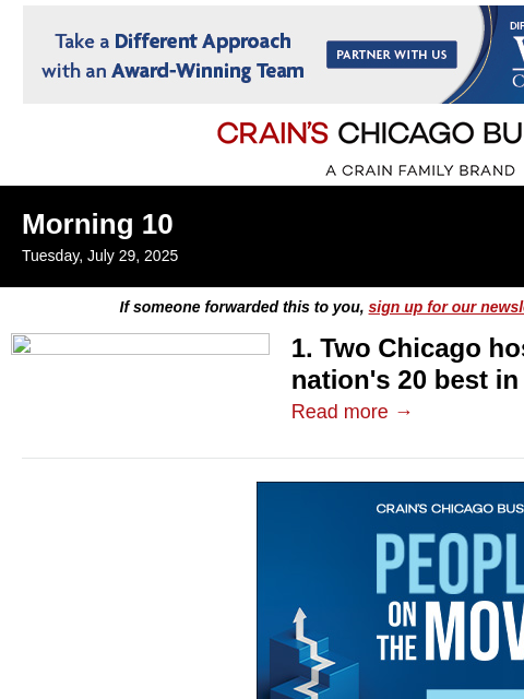 crainalerts newsletter: Chicago claims two top 20 spots on best hospitals ...