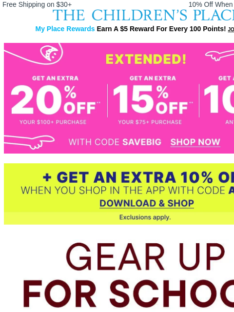 childrensplace newsletter: Up to 40% OFF A+ Activewear Is Now in Session 💯