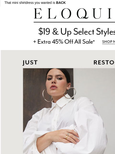 eloquii newsletter: All white & back in stock 🤍