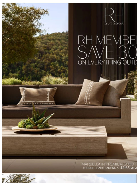 rh newsletter: Explore In-Stock Outdoor Collections. Save 30% wit...