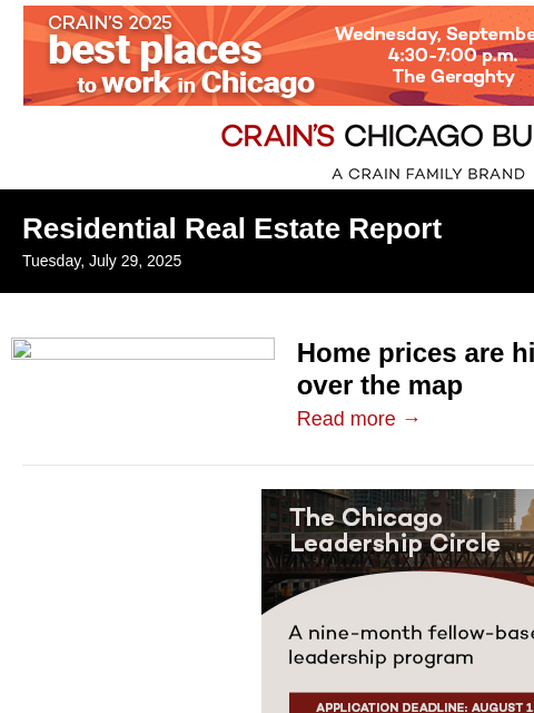 crainalerts newsletter: Home prices hit record highs all over the map