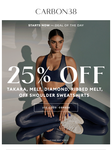 carbon38 newsletter: STARTING NOW! 25% OFF