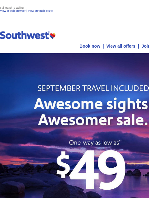 southwest newsletter: $49 sale fares? Awesome!