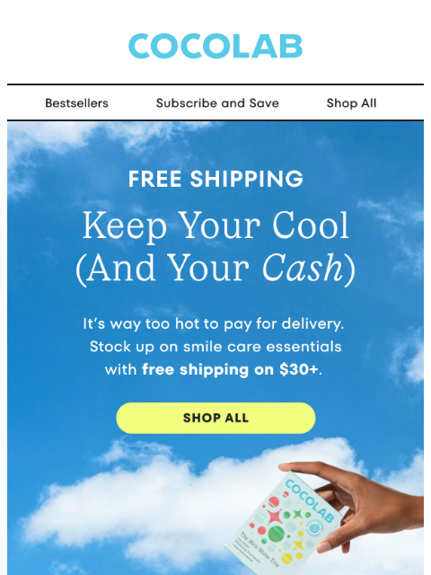 cocolab newsletter: Free shipping on $30+ is calling your name…