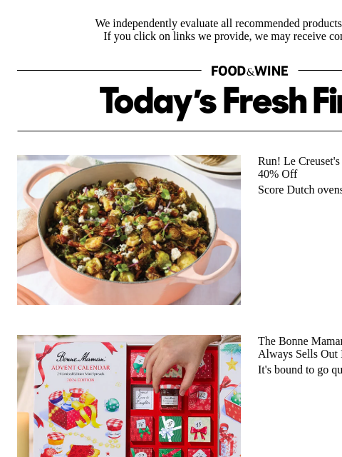 foodandwine newsletter: Run! Grab the Bonne Maman Advent Calendar Before I...