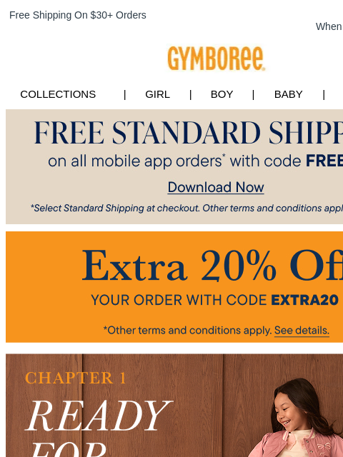 gymboree newsletter: Extra 20% Off Continues!