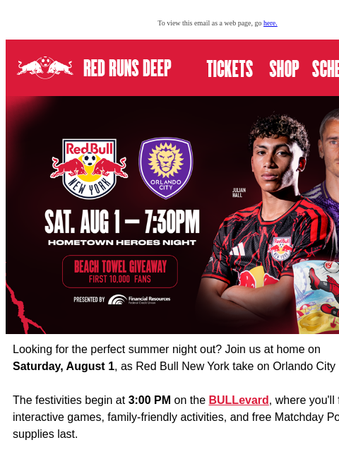 newyorkredbulls newsletter: Don’t Miss Hometown Heroes Night on Saturday, Augu...