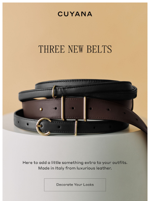 cuyana newsletter: Just In: Three New Belts
