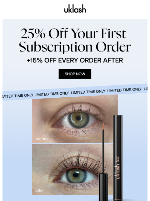 uklash newsletter: 25% OFF Your Favourite Lash Serum 👀