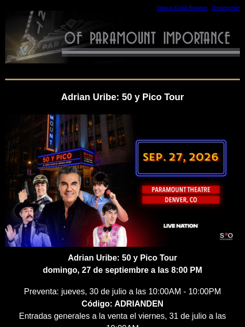 kroenkeentertainment newsletter: Enter To Win ELO Experience tickets + New Shows Ju...