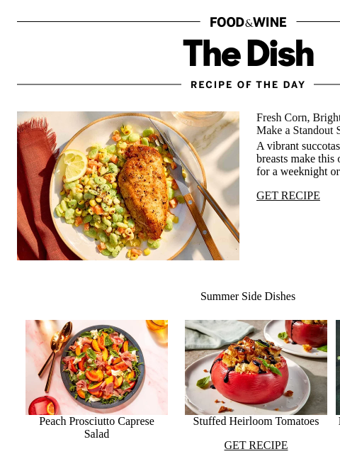 foodandwine newsletter: One-Skillet Chicken Succotash