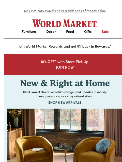 emailworldmarket newsletter: ✨ Just dropped: NEW furniture! ✨
