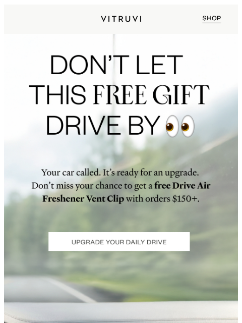 vitruvi newsletter: Last Call For A FREE Drive Diffuser 🚙