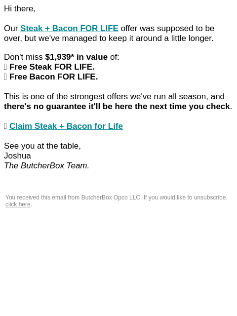 butcherbox newsletter: Shh… don’t tell my boss 🤫