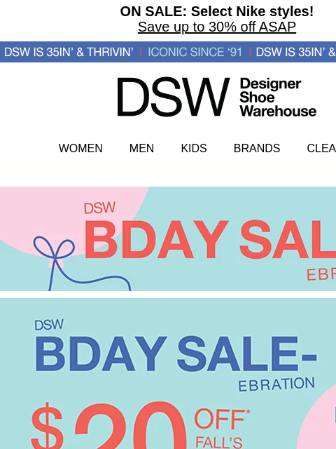 dsw newsletter: $20 off + get a first look at fall 👀🍂