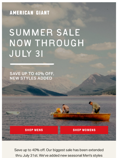 american-giant newsletter: Save up to 40%, New Styles Added