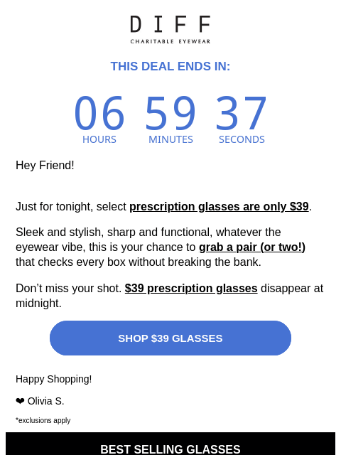 diffeyewear newsletter: Big Style, Small Price 😱 Glasses Just $39