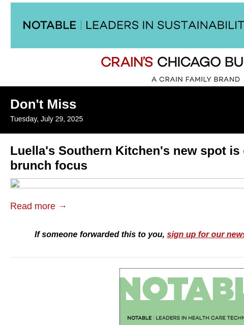 crainalerts newsletter: Luella's to bring brunch to Albany Park