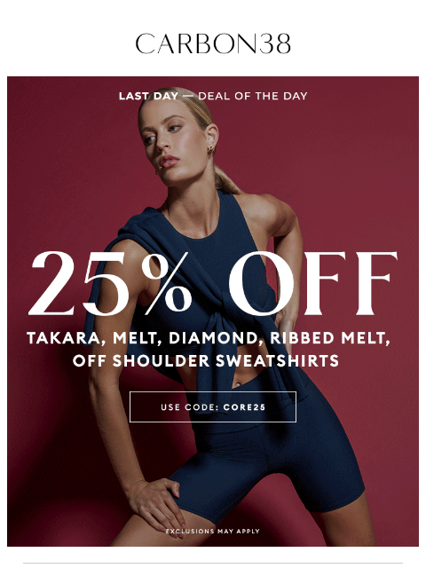 carbon38 newsletter: Deal Of The Day: 25% OFF Core