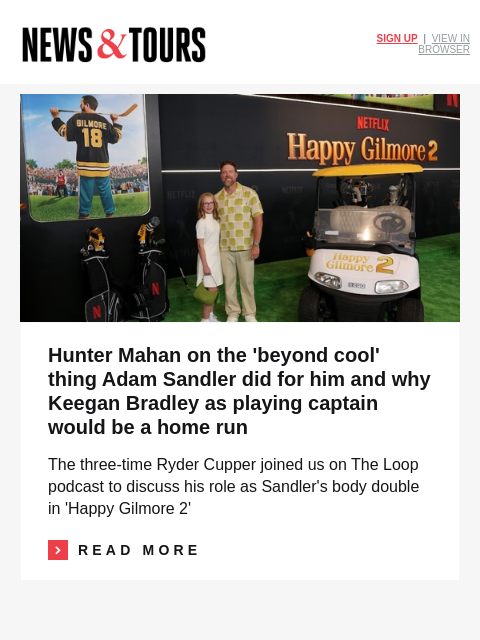 golfdigest newsletter: Why this week lines up for a former Ryder Cupper