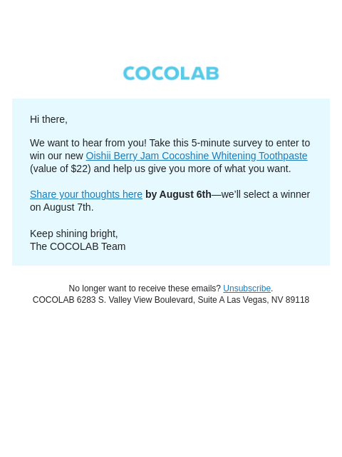 cocolab newsletter: Share your opinion + enter to win