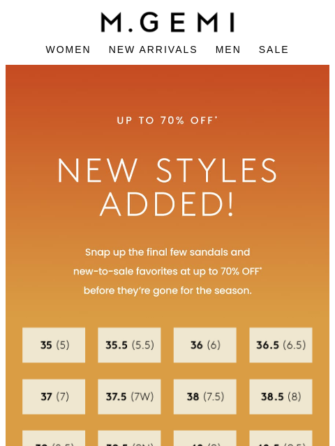 mgemi newsletter: Now Up To 70% Off!