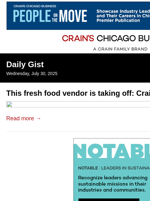 crainalerts newsletter: This fresh food vendor is taking off: Crain's Dail...