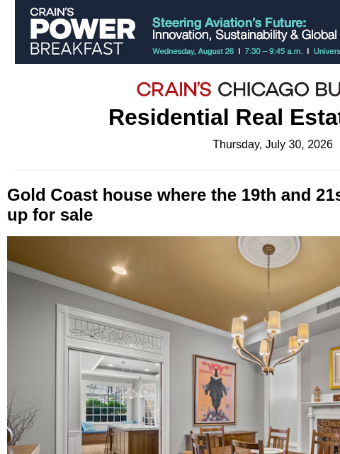 crainalerts newsletter: Renovated 1890s Gold Coast house hits the market