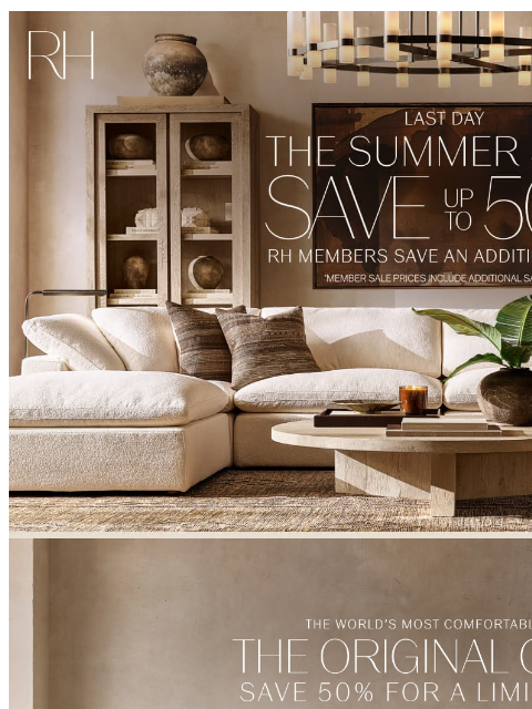 rh newsletter: Explore Up to 50% Off Sofas, Sectionals & Chairs. ...