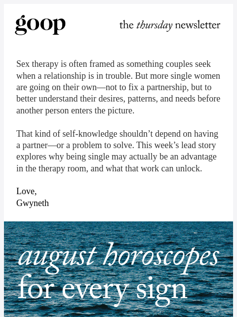 goop newsletter: the Thursday newsletter