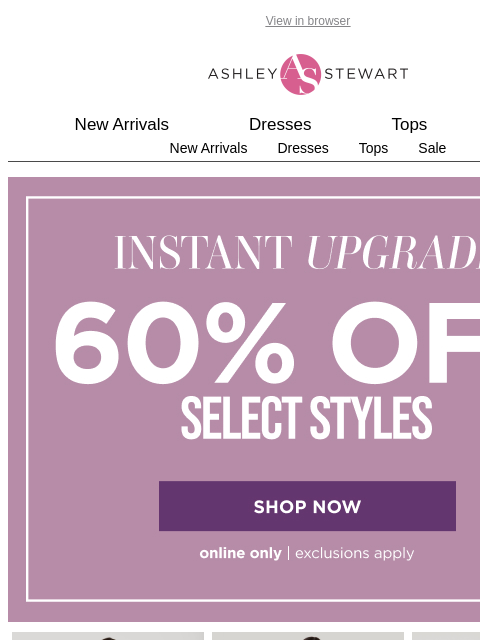 ashleystewart newsletter: 🌈60% off select styles🍭