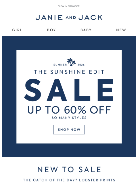 janieandjack newsletter: Feels like summer (sale): up to 60% off