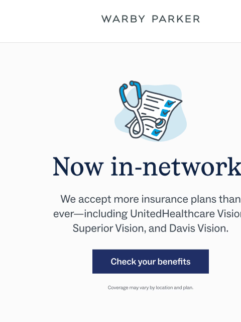 warbyparker newsletter: We now take more insurance plans!
