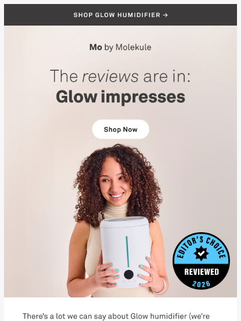 molekule newsletter: “I Just Love This Glow Humidifier!" ✨