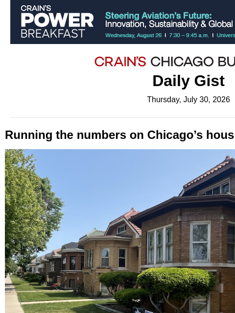 crainalerts newsletter: Running the numbers on Chicago’s housing dearth