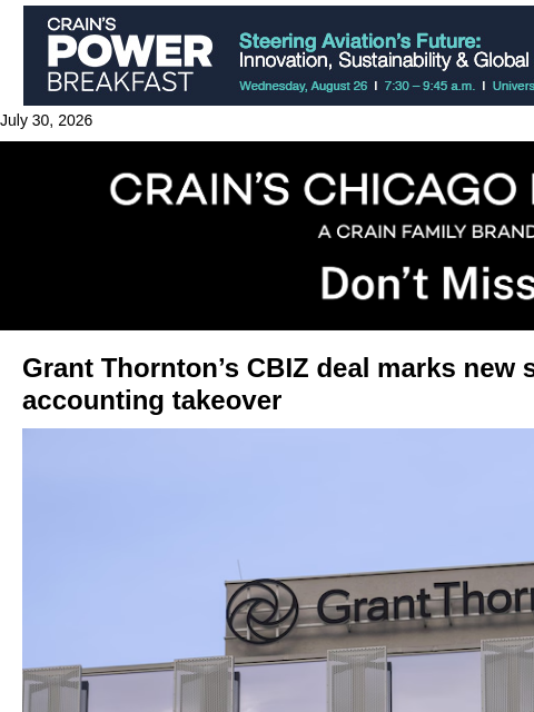 crainalerts newsletter: Grant Thornton's stunning CBIZ grab​