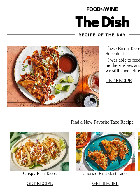 foodandwine newsletter: Birria Tacos