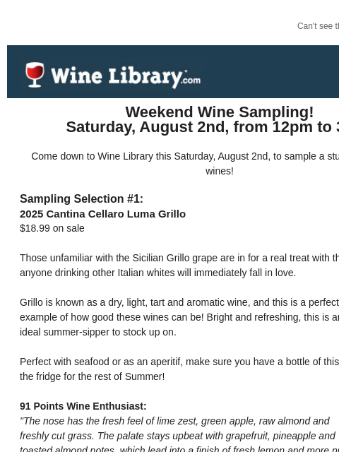 winelibrary newsletter: Stop in this Saturday to sample a remarkable line-...