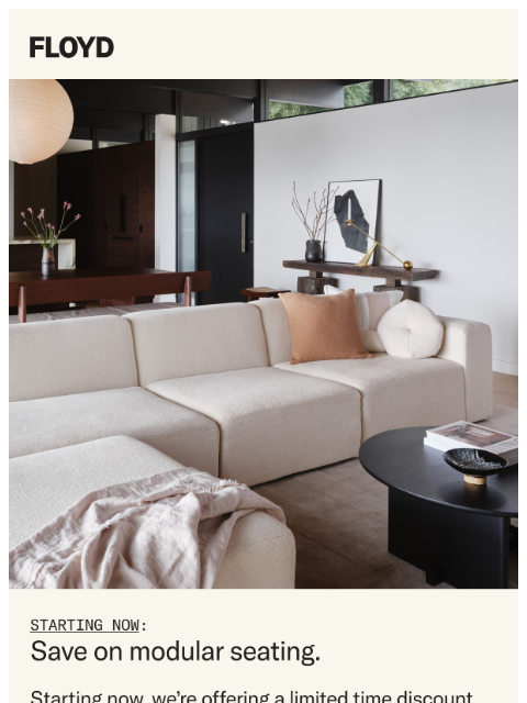 floydhome newsletter: Save 30% on Modular Seating