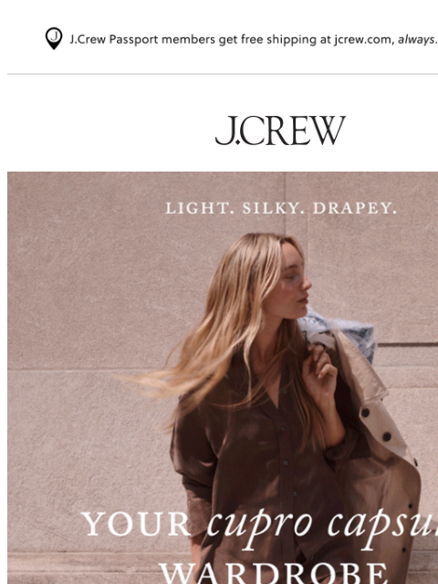 jcrew newsletter: Meet our '90s-inspired capsule in silky cupro