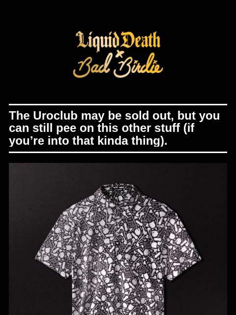 The Uroclub may be sold out, but you can still pee on this other stuff (if you're into that kinda thing). ͏ ͏ ͏ ͏ ͏ ͏ ͏ ͏ ͏ ͏ ͏ ͏ ͏ ͏ ͏ ͏ ͏ ͏ ͏ ͏ ͏ ͏ ͏ ͏ ͏ ͏ ͏ ͏ ͏ ͏ ͏ ͏ ͏ ͏ ͏ ͏ ͏ ͏ ͏ ͏ ͏ ͏ ͏ ͏ ͏ ͏