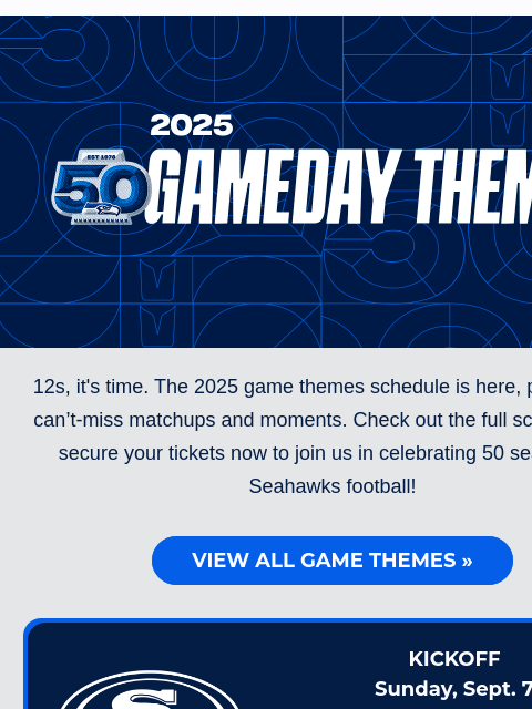 seahawksemail newsletter: 2025 Gameday Themes Are Here!