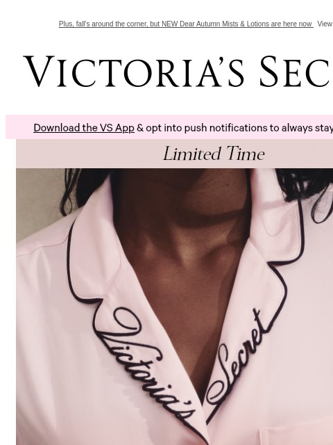 victoriassecret newsletter: NEW Satin PJ Sets—Now 30% Off