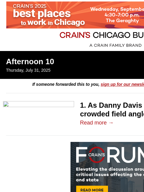 crainalerts newsletter: Who will be Rep. Danny Davis’ successor?