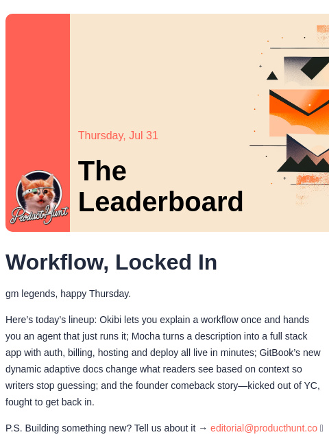 producthunt newsletter: 😸 Kicked out of YC