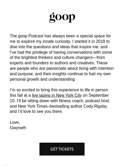 goop newsletter: the Thursday newsletter